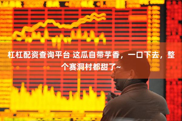 杠杠配资查询平台 这瓜自带芋香，一口下去，整个赛洞村都甜了~